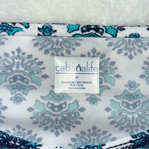 Cabana Life Napa Embroidered Tunic Dress Sz MD Blue 3/4 Sleeve Keyhole Neck UPF - Picture 6 of 12